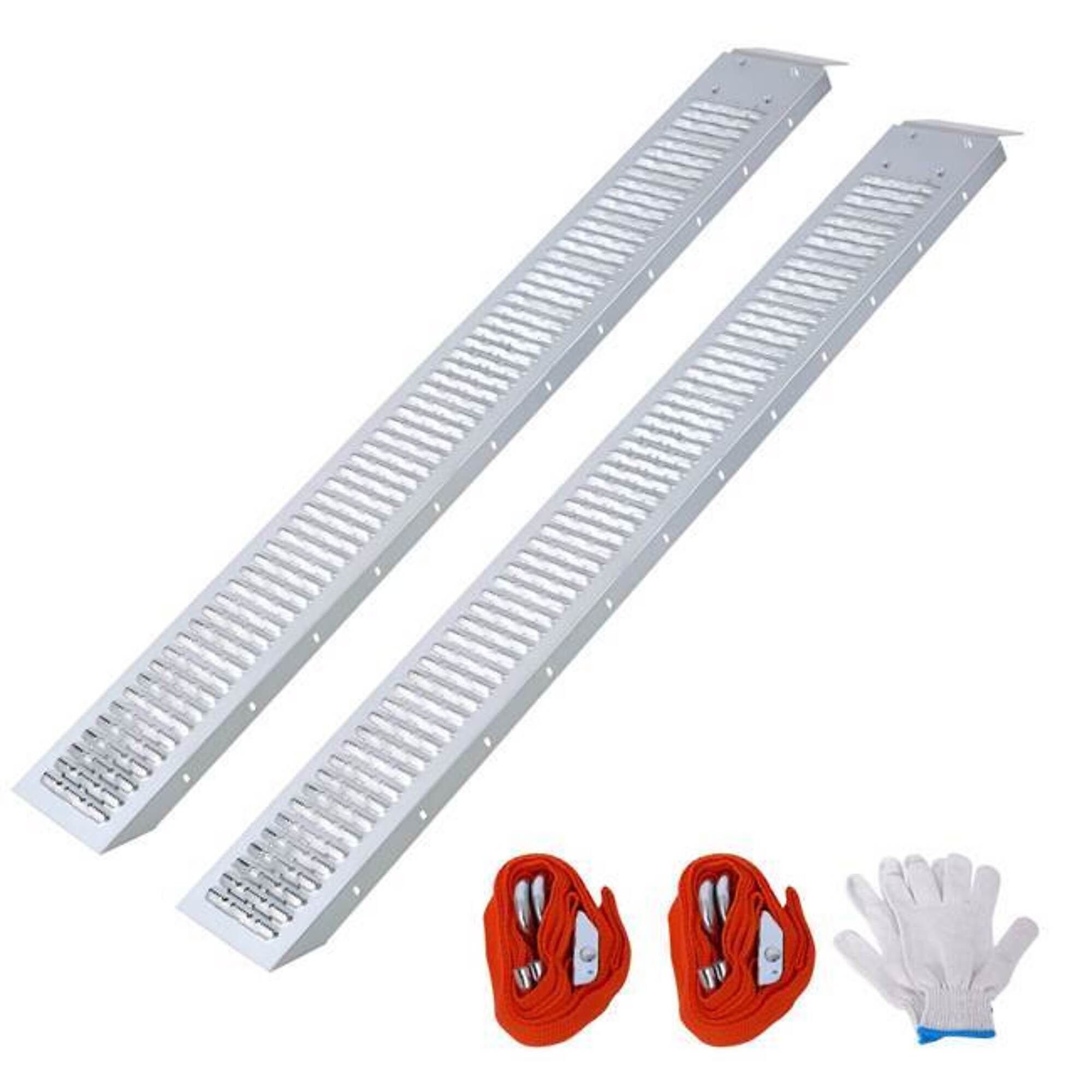 66" Loading Ramps 960 lbs Capacity (2 pack with 2 pcs tie straps & 1 pair gloves), BAC-W465P203699